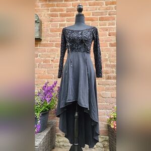 Long Sleeve Velvet High LoW Dress